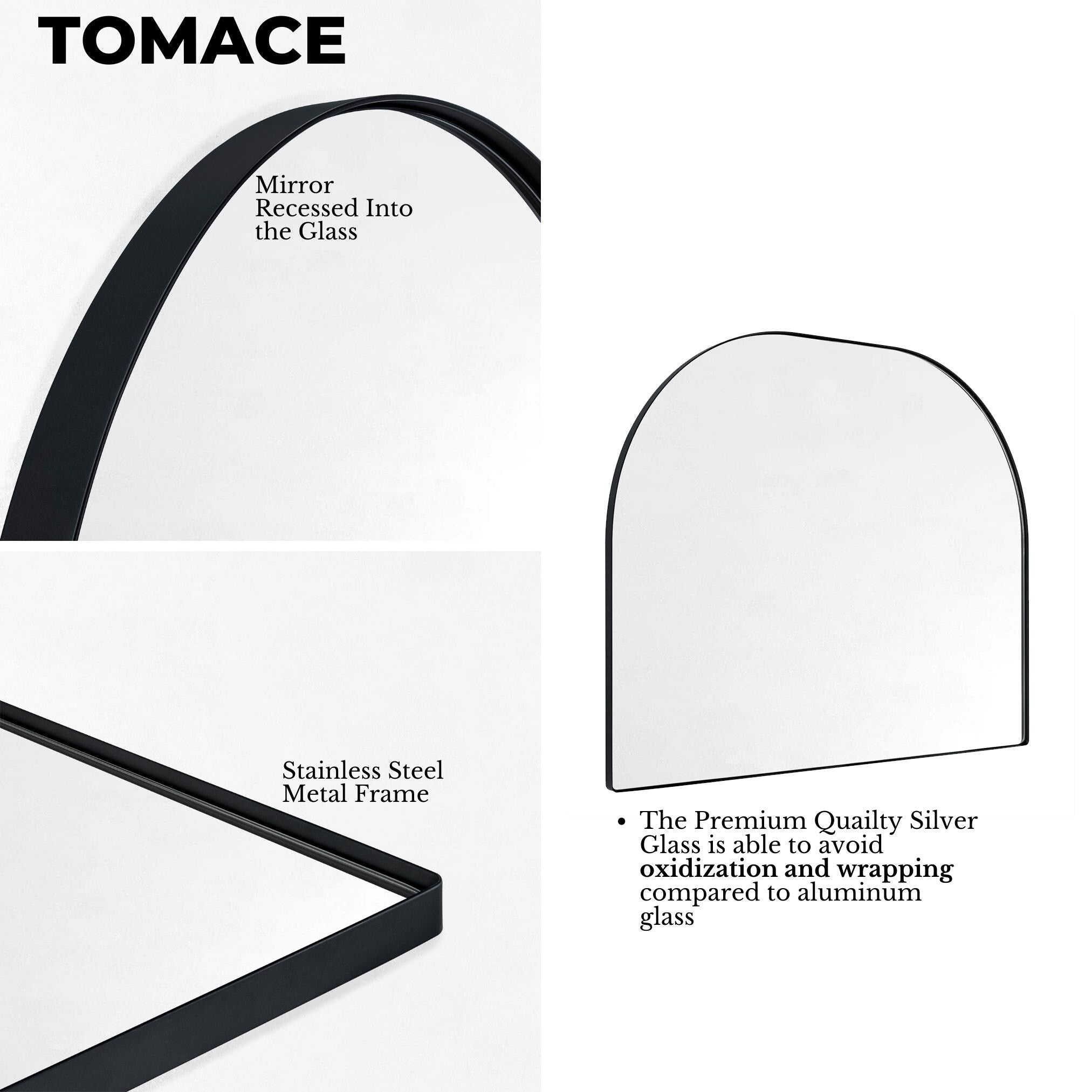 TEHOME Dezerae Large Arch Mirror for Mantel, 40'' W x 32'' H