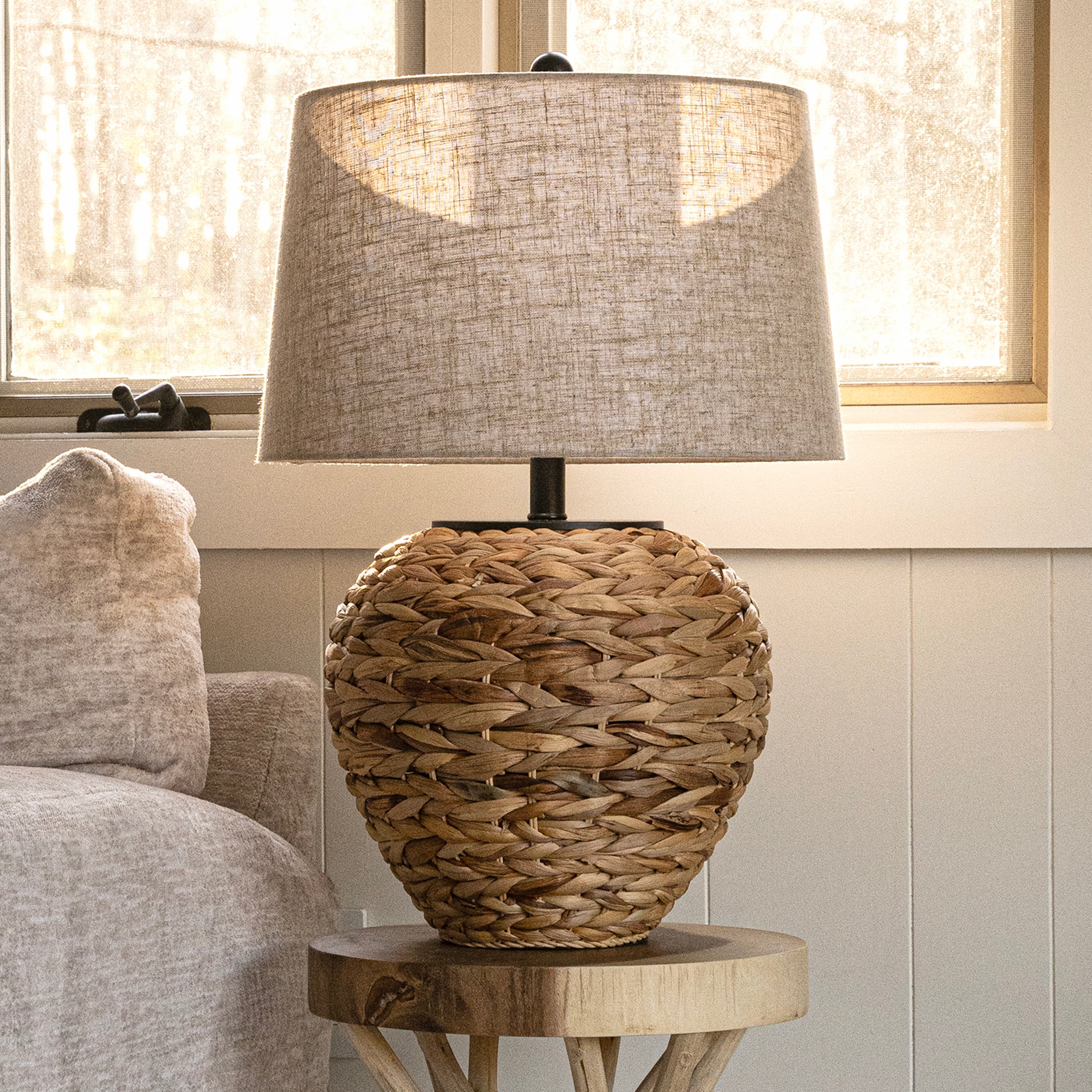 Elicia 24.5 Banana Leaf Basket LED Table Lamp, by JONATHAN Y