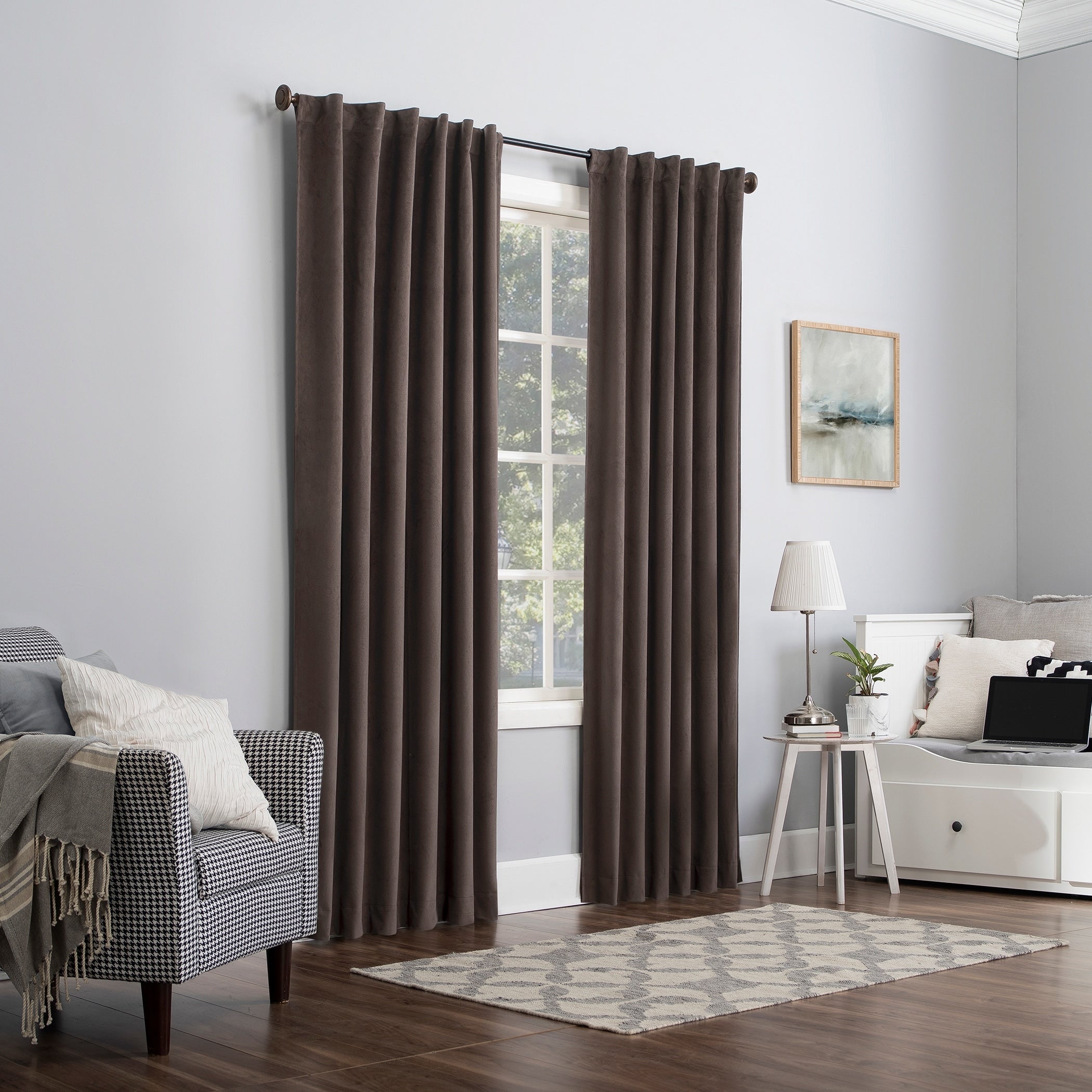 Sun Zero Amherst Velvet Noise Reducing Thermal Extreme Total Blackout Back Tab Curtain Panel, Single Panel