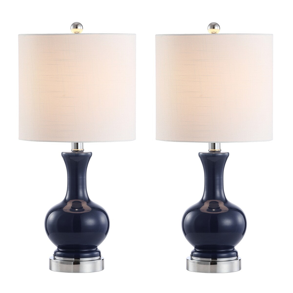 Vermont 22 Glass/Metal LED Table Lamp, White (Set of 2) by JONATHAN Y