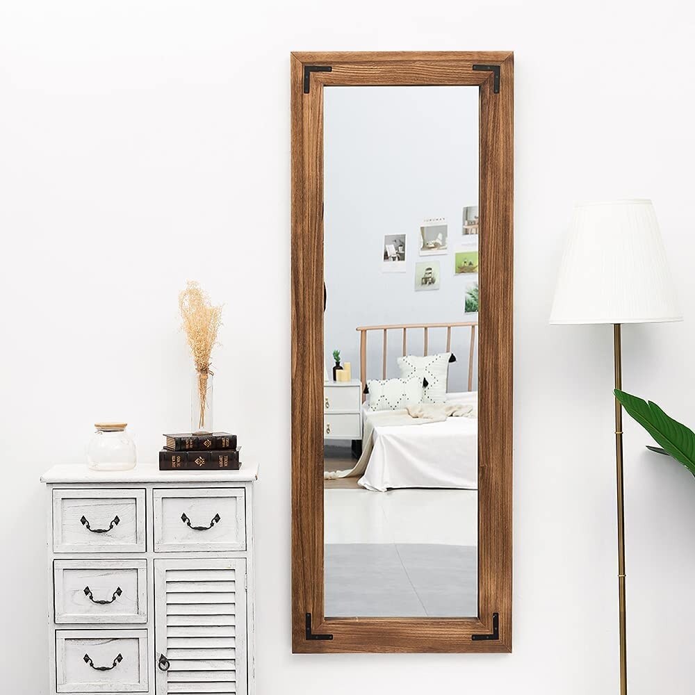 Farmhouse Rustic Wooden Framed Full Length Floor Mirror - 65x24