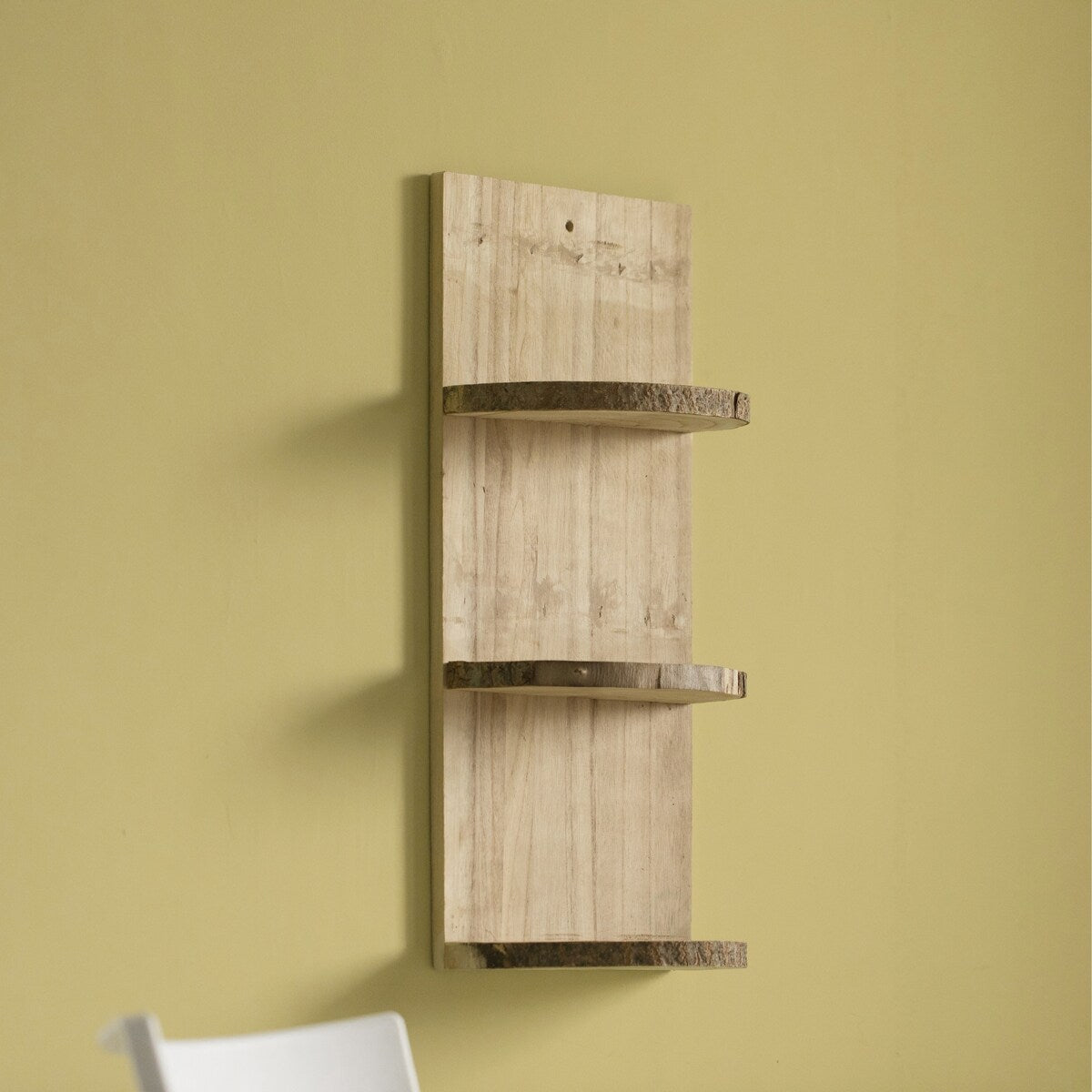 Natural Wooden Three Sliced Log Wood Shelf Display for Entryway, Kitchen, and Outdoor