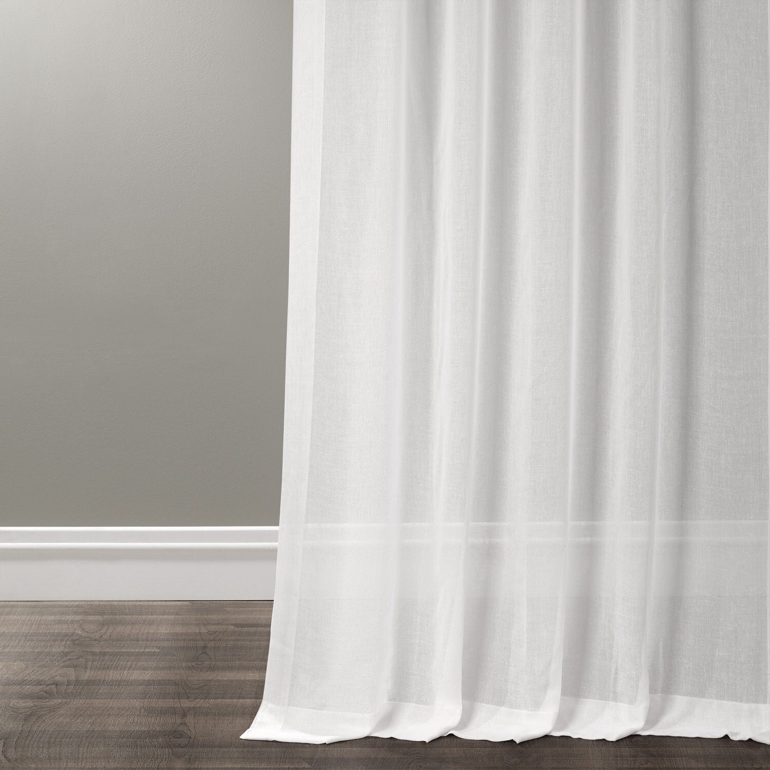 Exclusive Fabrics White Orchid Faux Linen Sheer Curtain (1 Panel)