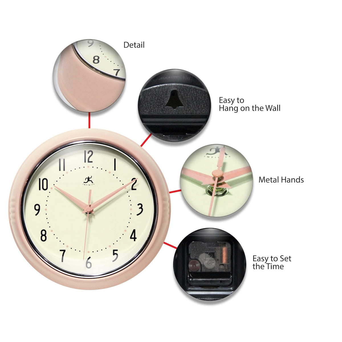 Round Retro Kitchen Wall Clock by Infinity Instruments