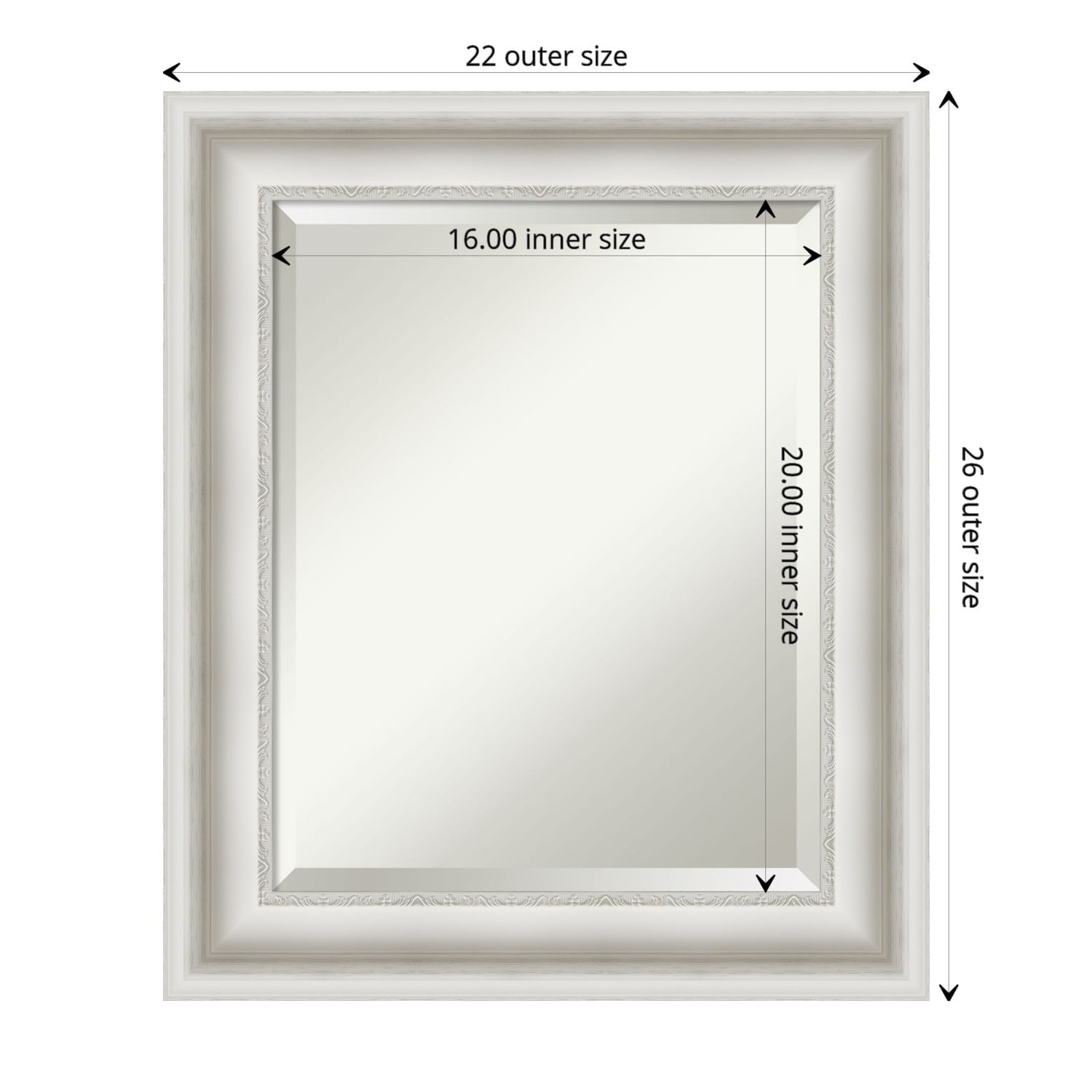 Beveled Bathroom Wall Mirror - Parlor White Frame