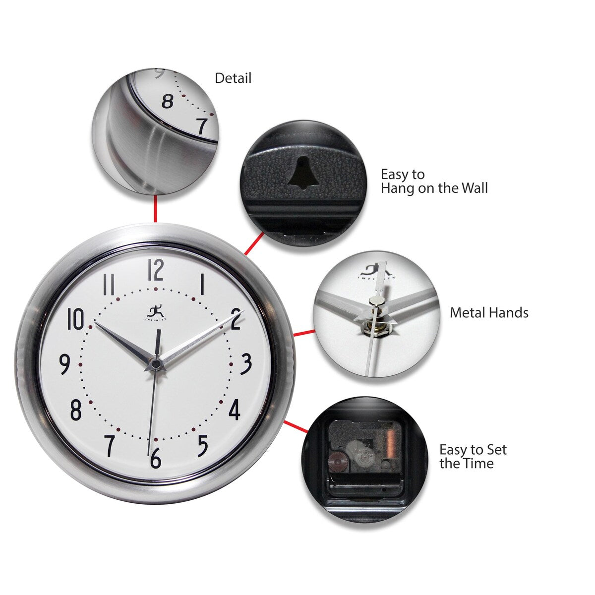 Round Retro Kitchen Wall Clock by Infinity Instruments