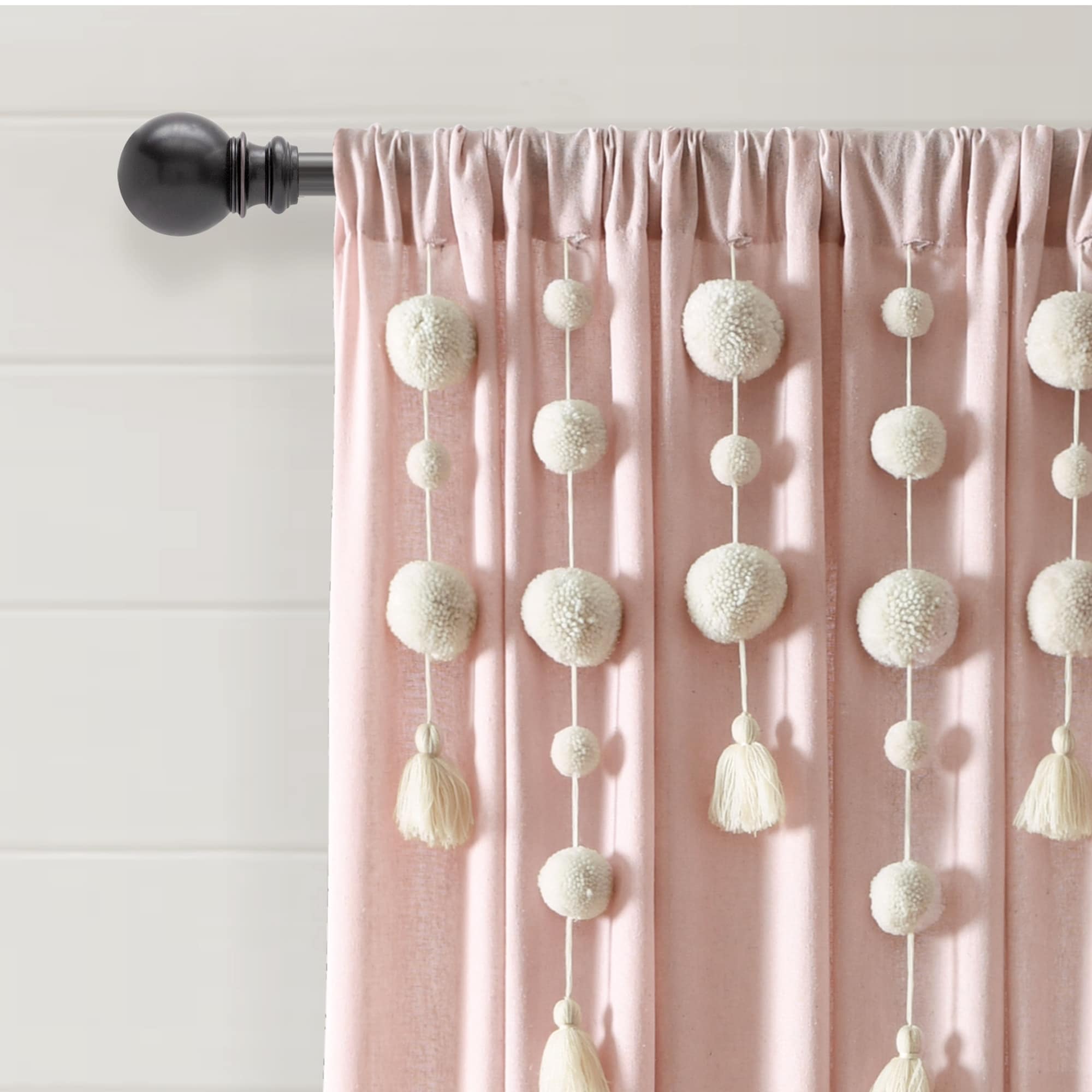 Lush Decor Boho Pom Pom Tassel Linen Window Curtain Panel (Single)