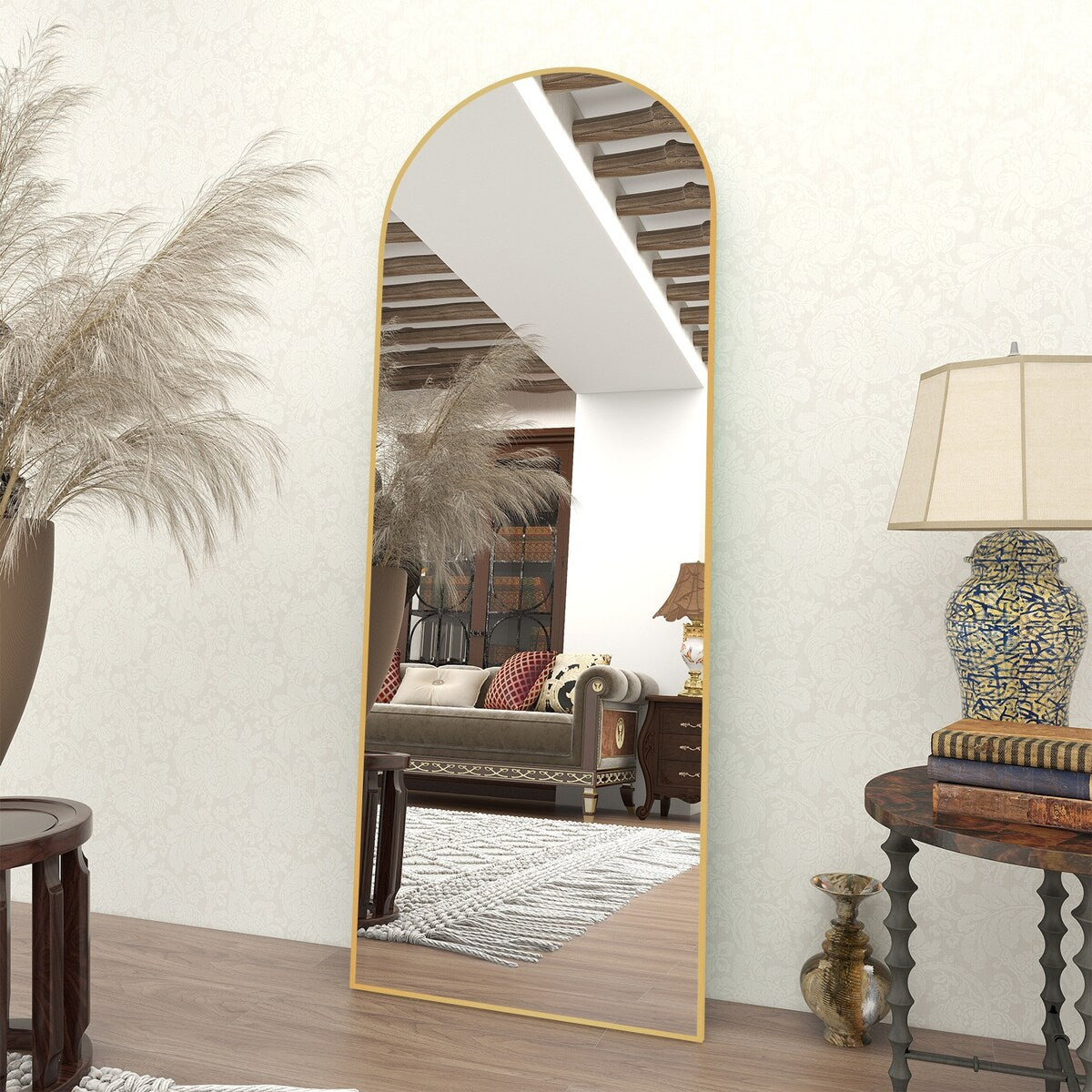 Arched Full Length Floor Mirror Full Body Standing Mirror Wall Decor