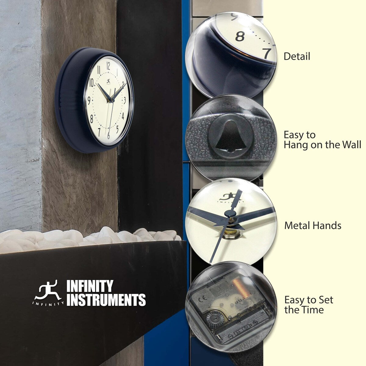 Round Retro Kitchen Wall Clock by Infinity Instruments