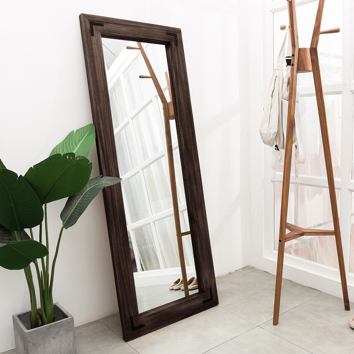 Farmhouse Rustic Wooden Framed Full Length Floor Mirror - 65x24