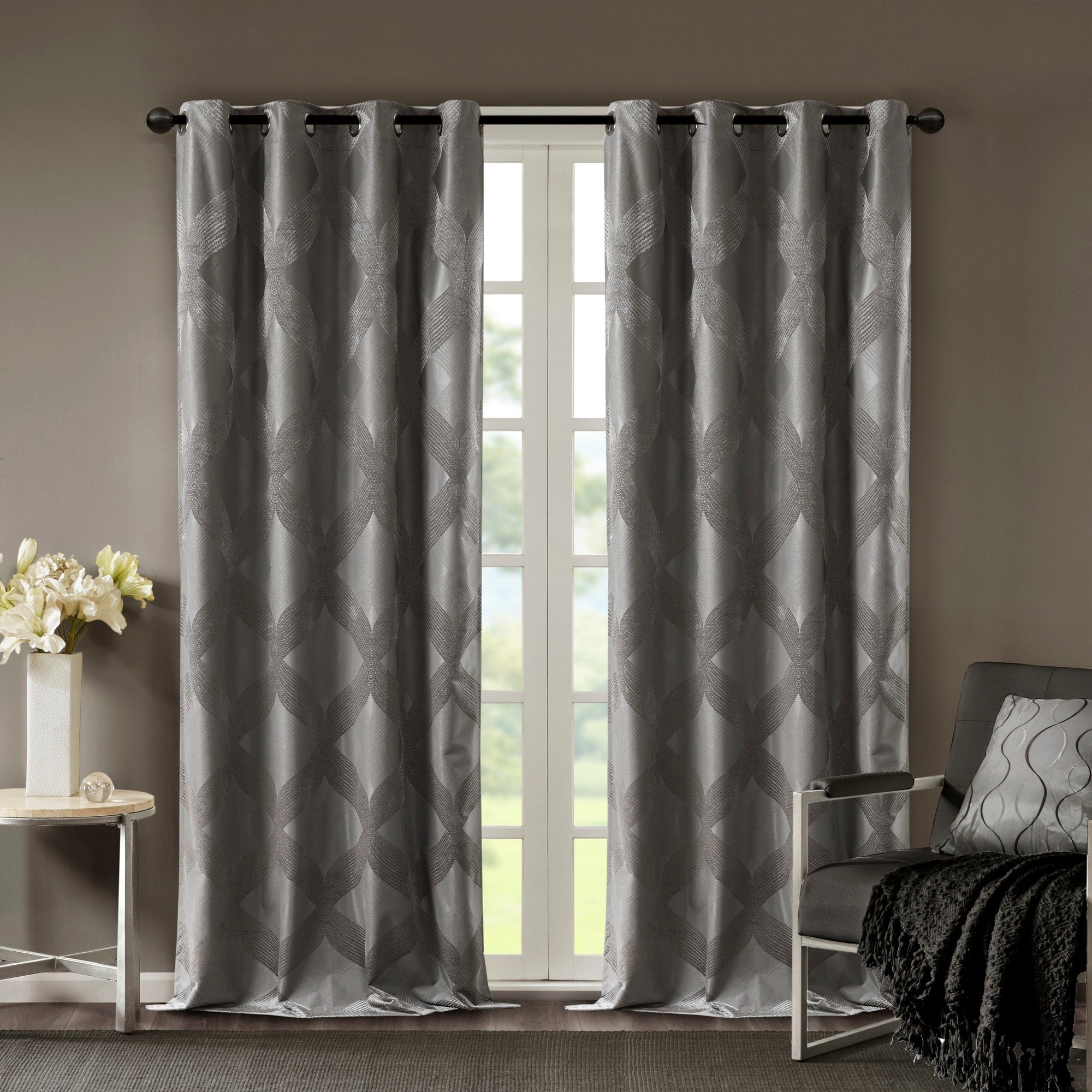 SunSmart Abel Ogee Knitted Jacquard Total Blackout Curtain Panel