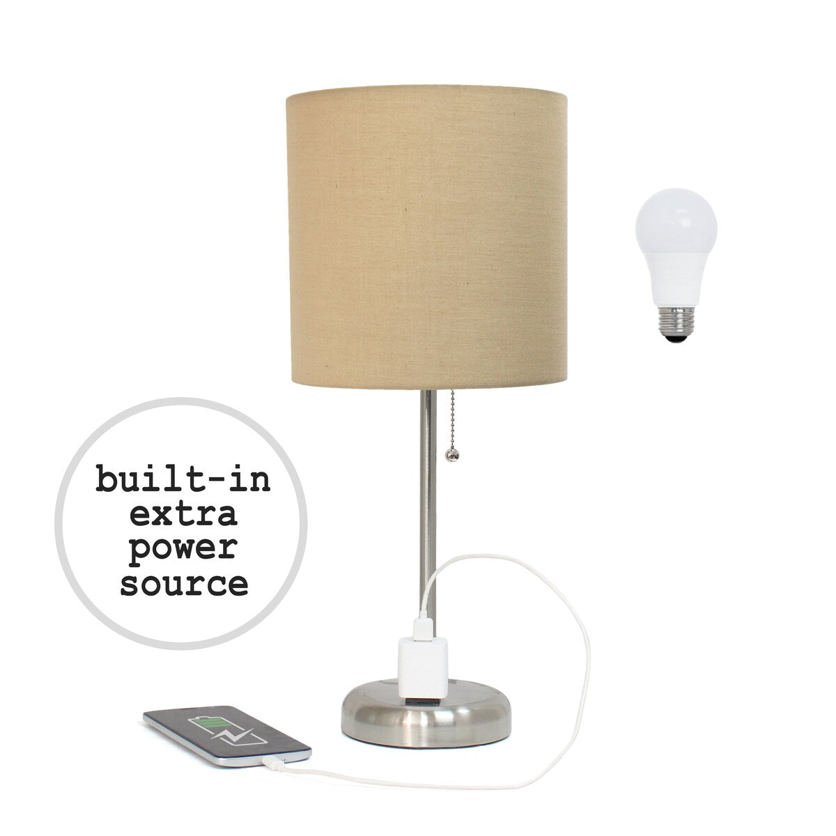 Simple Designs 9.5 Desk Lamp with Charging Outlet and LED Bulb Included - 19.50