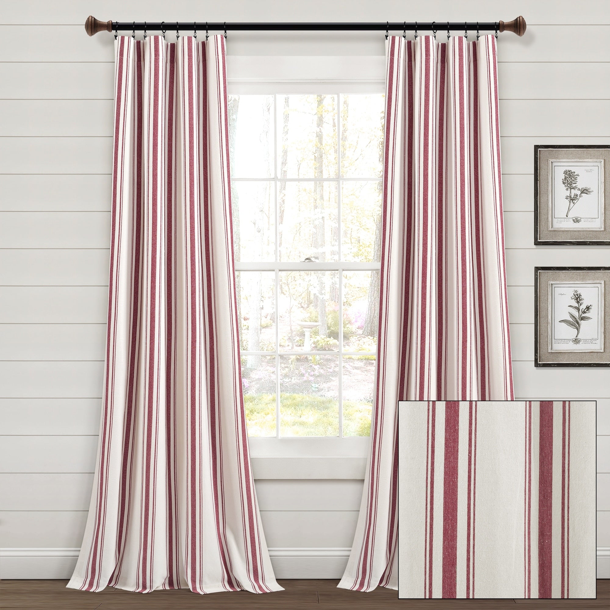 Lush Decor Farmhouse Stripe Yarn Dyed Cotton Window Curtain Panel Pair