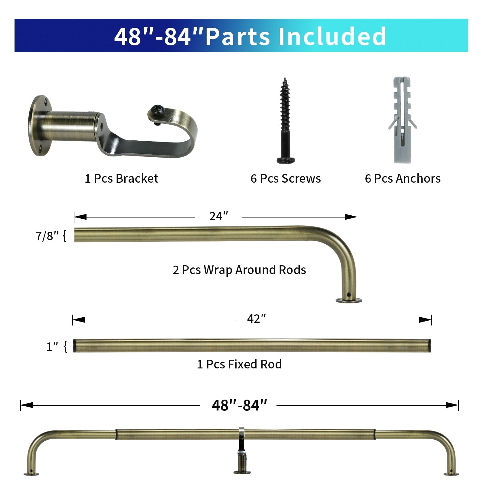 Energy-saving Wraparound Adjustable French Blackout Curtain Rod Set