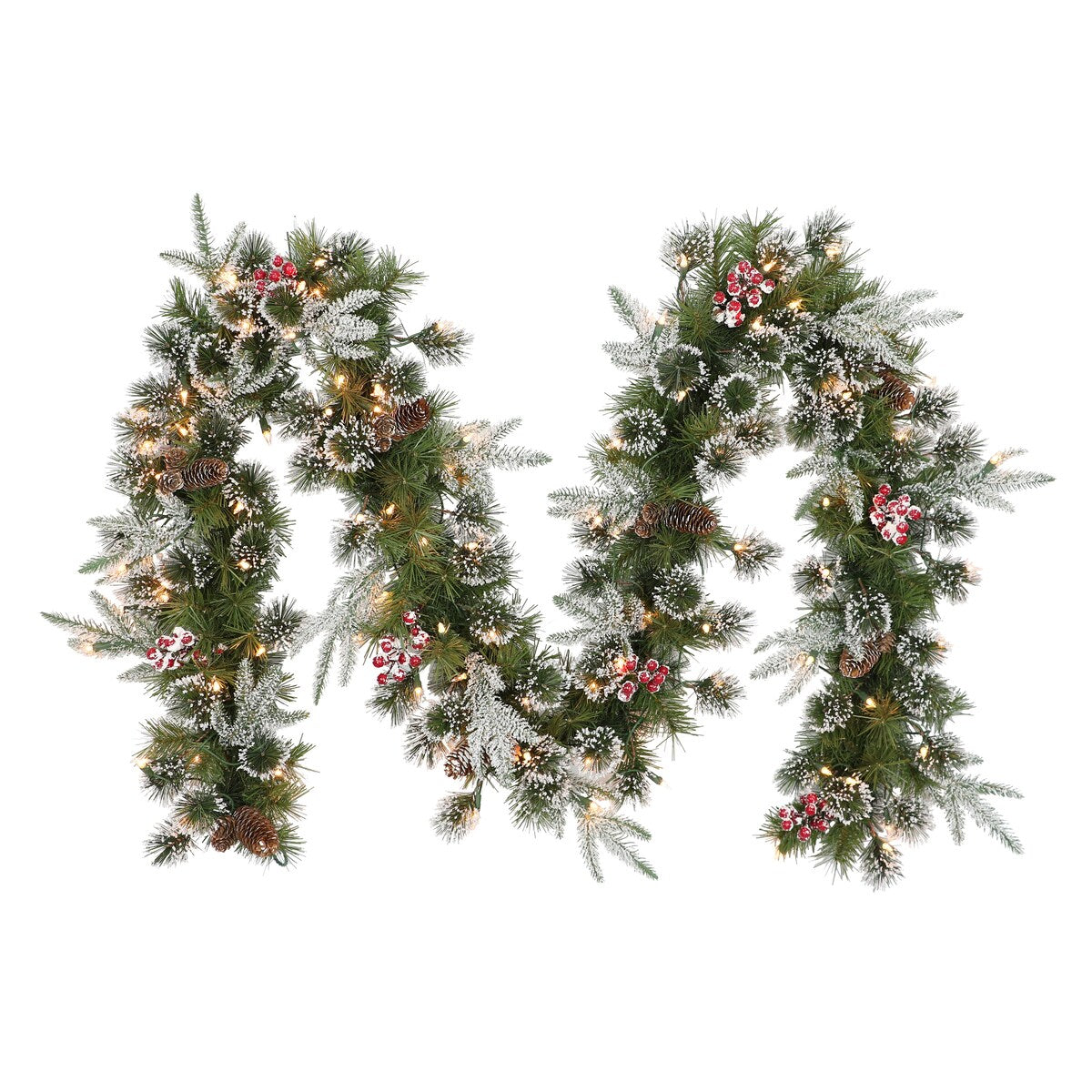 Puleo International 9 ft x 10 Pre-Lit Decorated Christmas Garland - 9' x 10