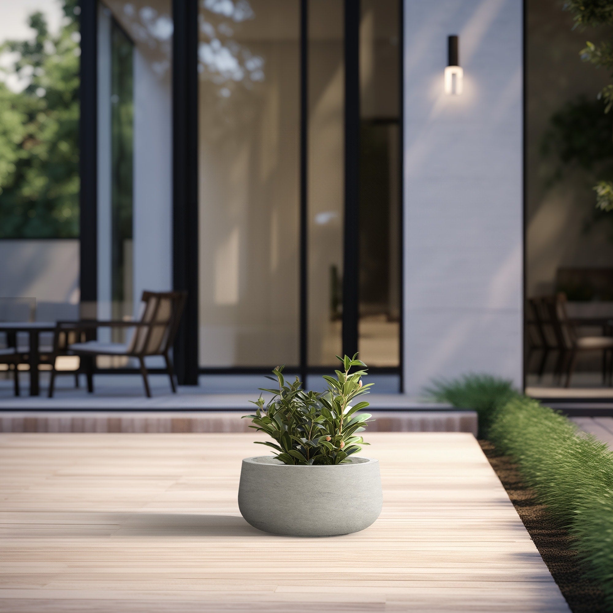 Tall Concrete Round Plant Pots / Large Indoor and Outdoor flower Planters