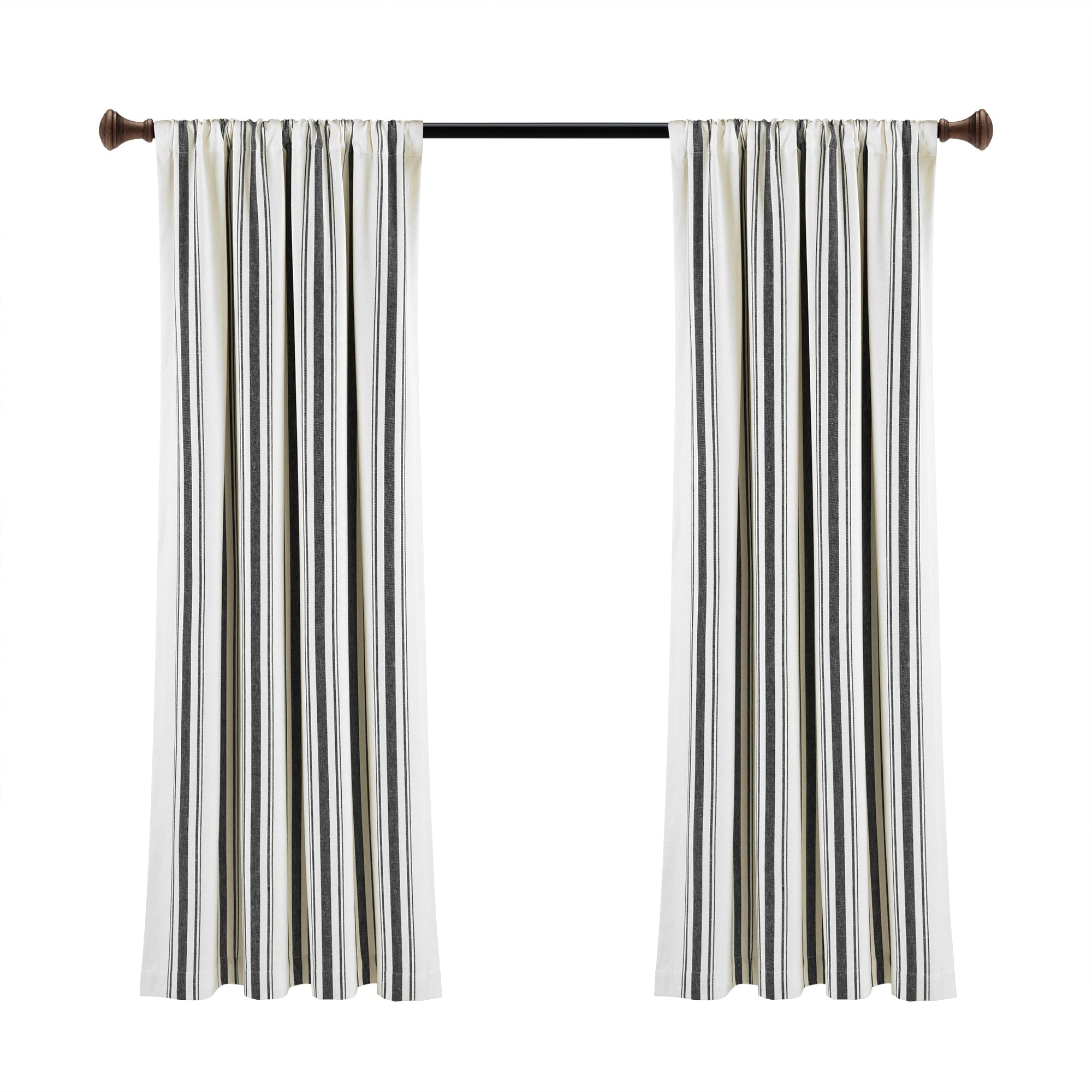 Lush Decor Farmhouse Stripe Yarn Dyed Cotton Window Curtain Panel Pair