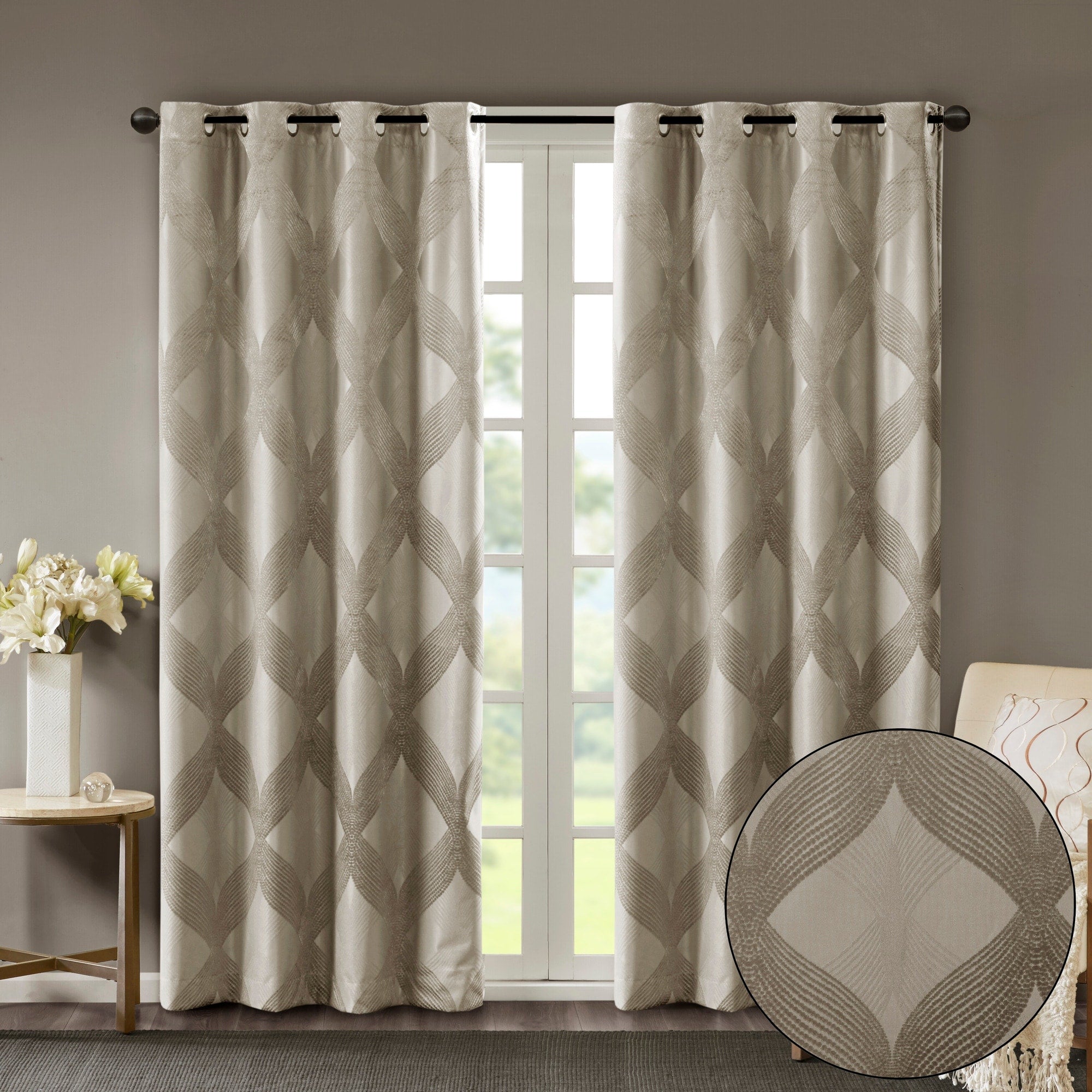 SunSmart Abel Ogee Knitted Jacquard Total Blackout Curtain Panel