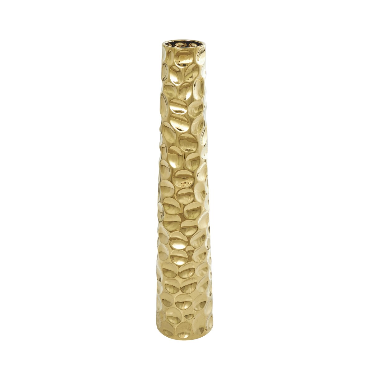 Ceramic Geometric Bubble Decorative Vase with Concaved Circles - Gold or Silver - Roche River Decor