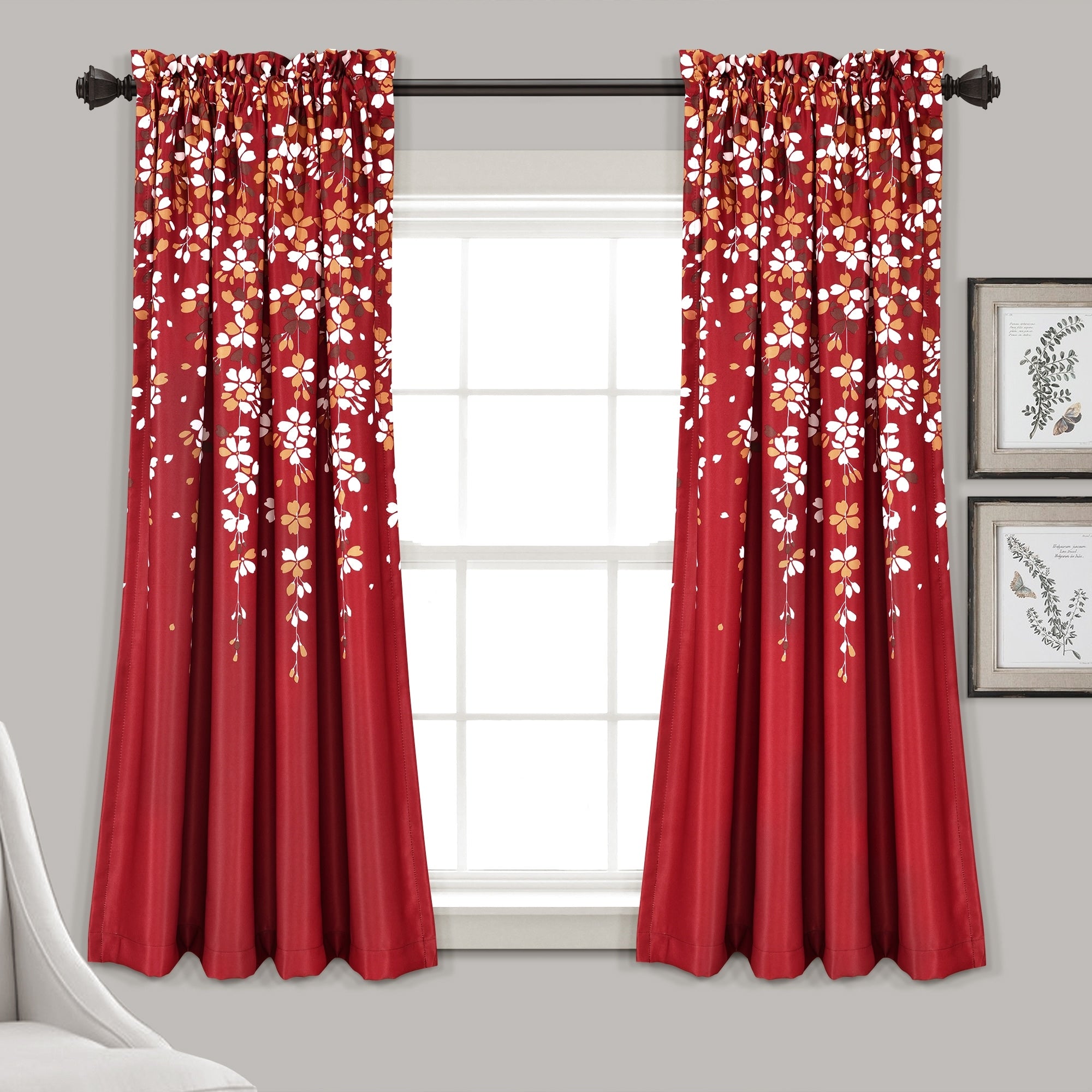 Lush Decor Weeping Flowers Room Darkening Curtain Panel Pair