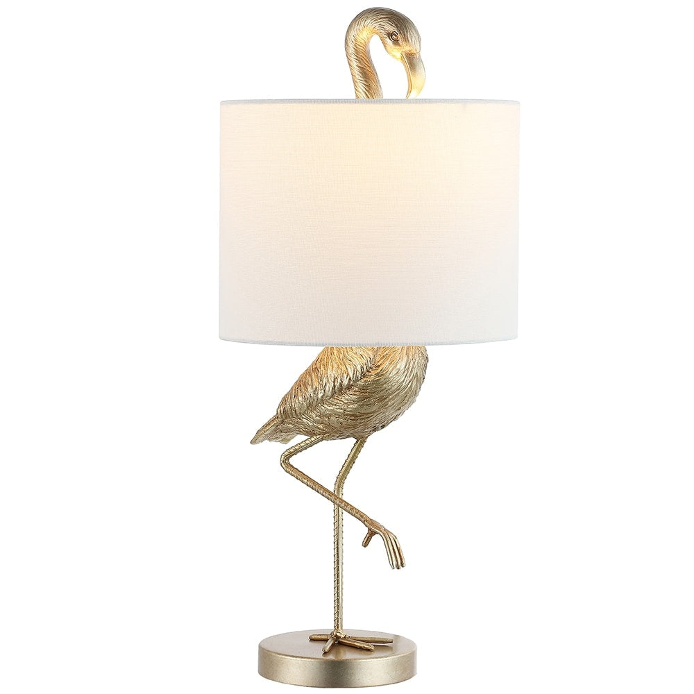 Aaliyah 25in Champaign Gold Resin Table Lamp with White Linen Shade - 25H