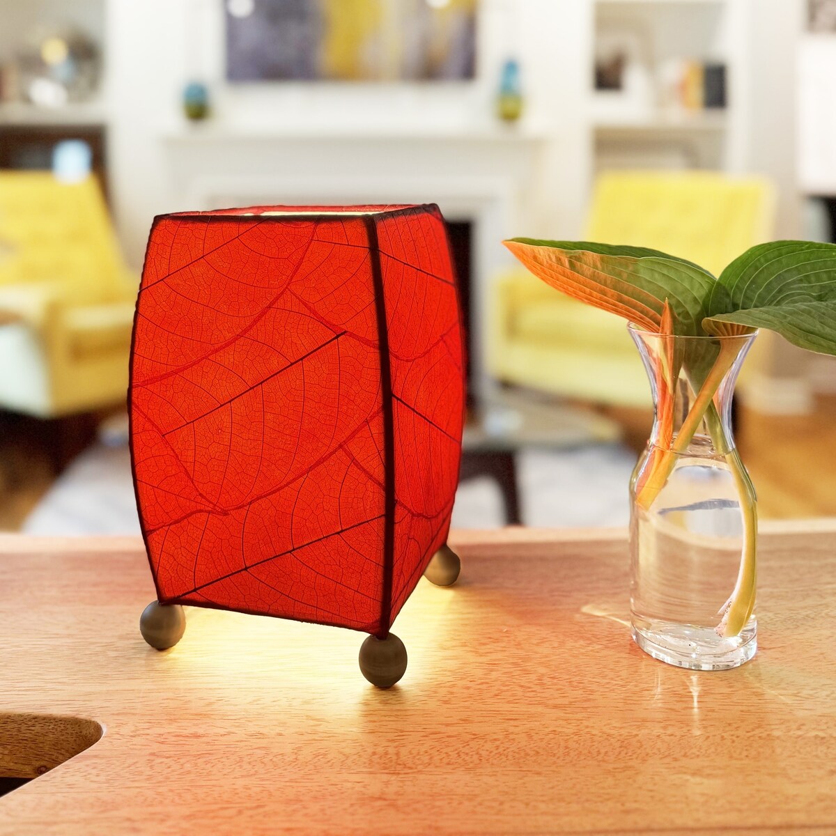 Eangee Handmade Mini Square Cocoa Leaf Lamp