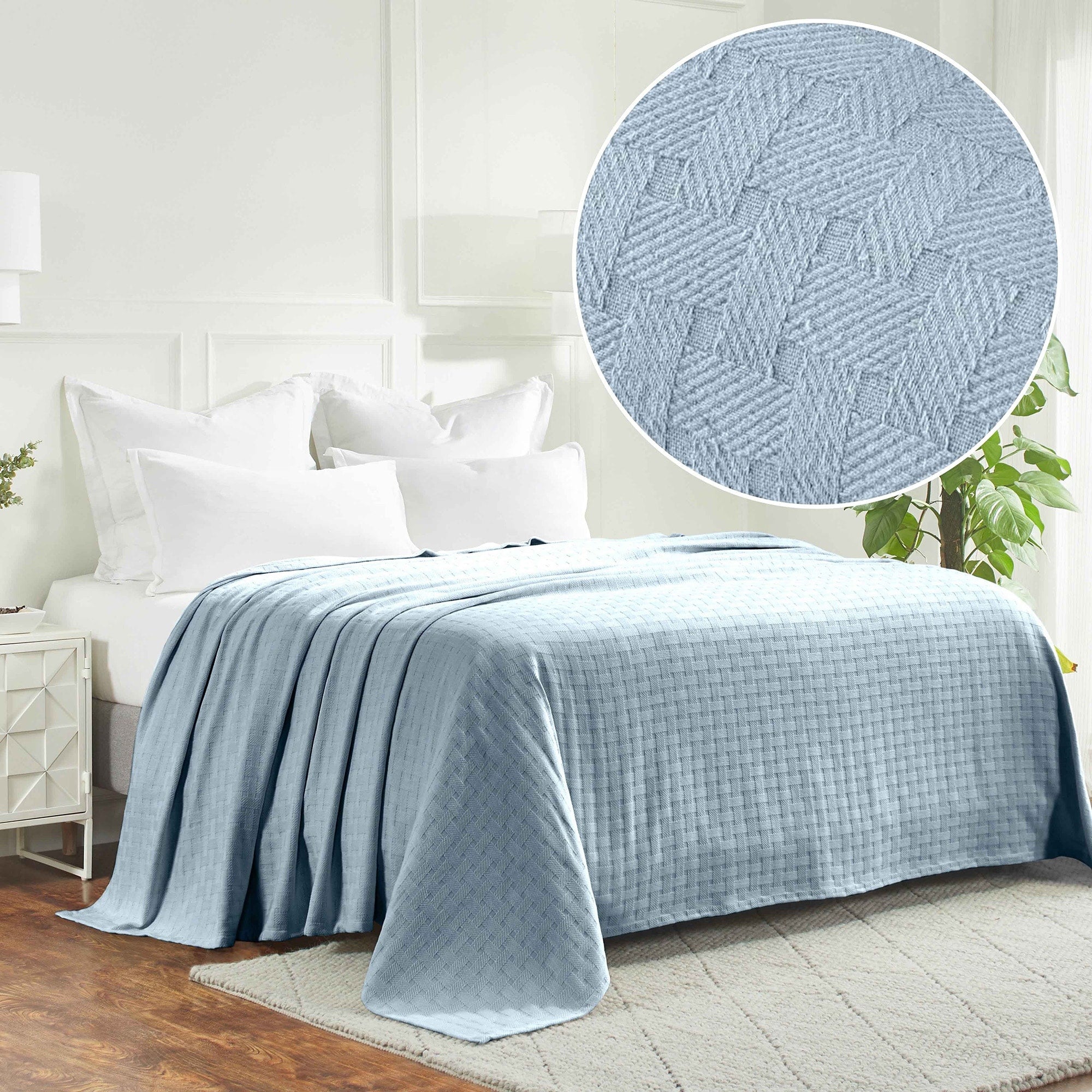 Superior Basketweave All-Season Bedding Cotton Blanket