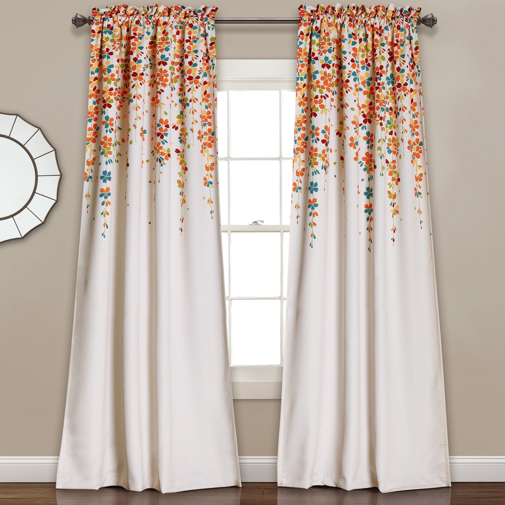 Lush Decor Weeping Flowers Room Darkening Curtain Panel Pair