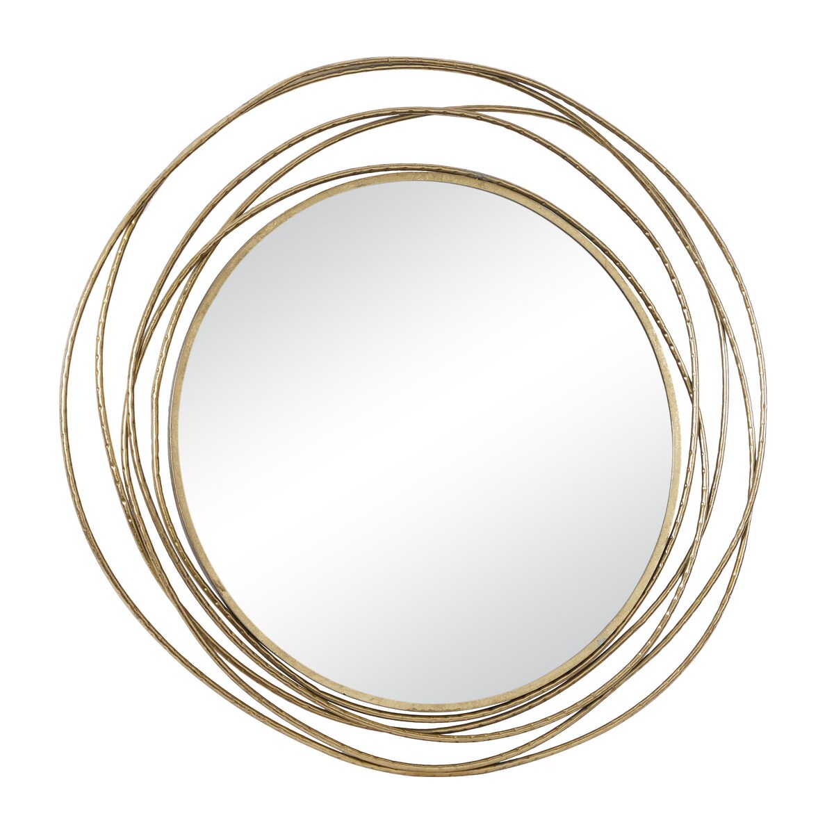 Metal Room Wall Mirror with Overlapping Ring Frame - Gold - Roche River Decor