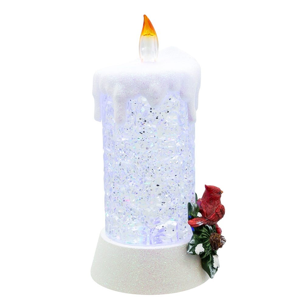 Kurt Adler 8.5-Inch Battery Operated Color Changing LED Lighted Cardinal Candle - White