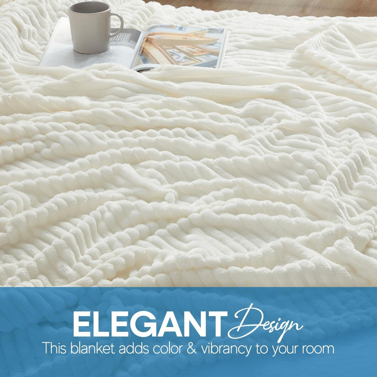 Nestl Cut Plush Fleece Throw Blanket - Lightweight Super Soft Fuzzy Luxury Bed Blanket for Bed