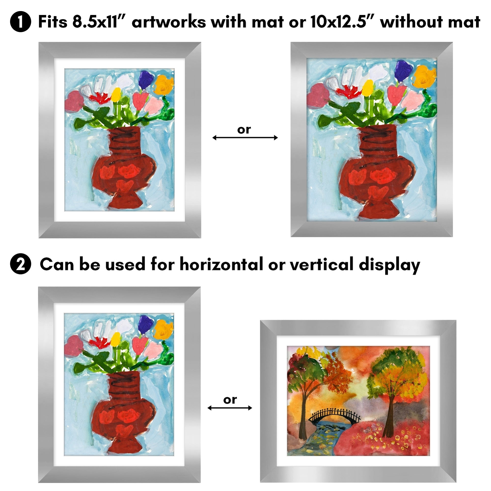 Americanflat 10x12.5 Front-loading Kids Art Frame with Mat