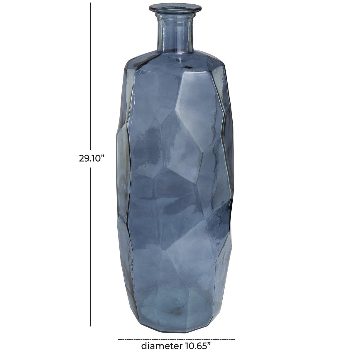 Recycled Glass Handmade Tall Spanish Bottleneck Decorative Vase - Blue or Teal - Roche River Decor