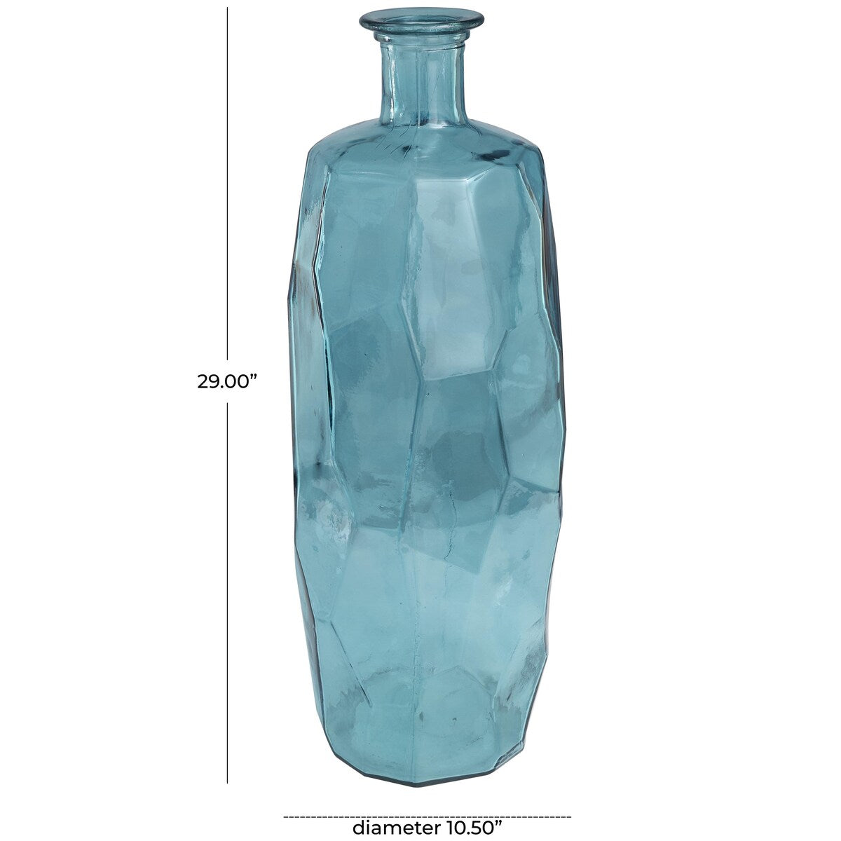 Recycled Glass Handmade Tall Spanish Bottleneck Decorative Vase - Blue or Teal - Roche River Decor