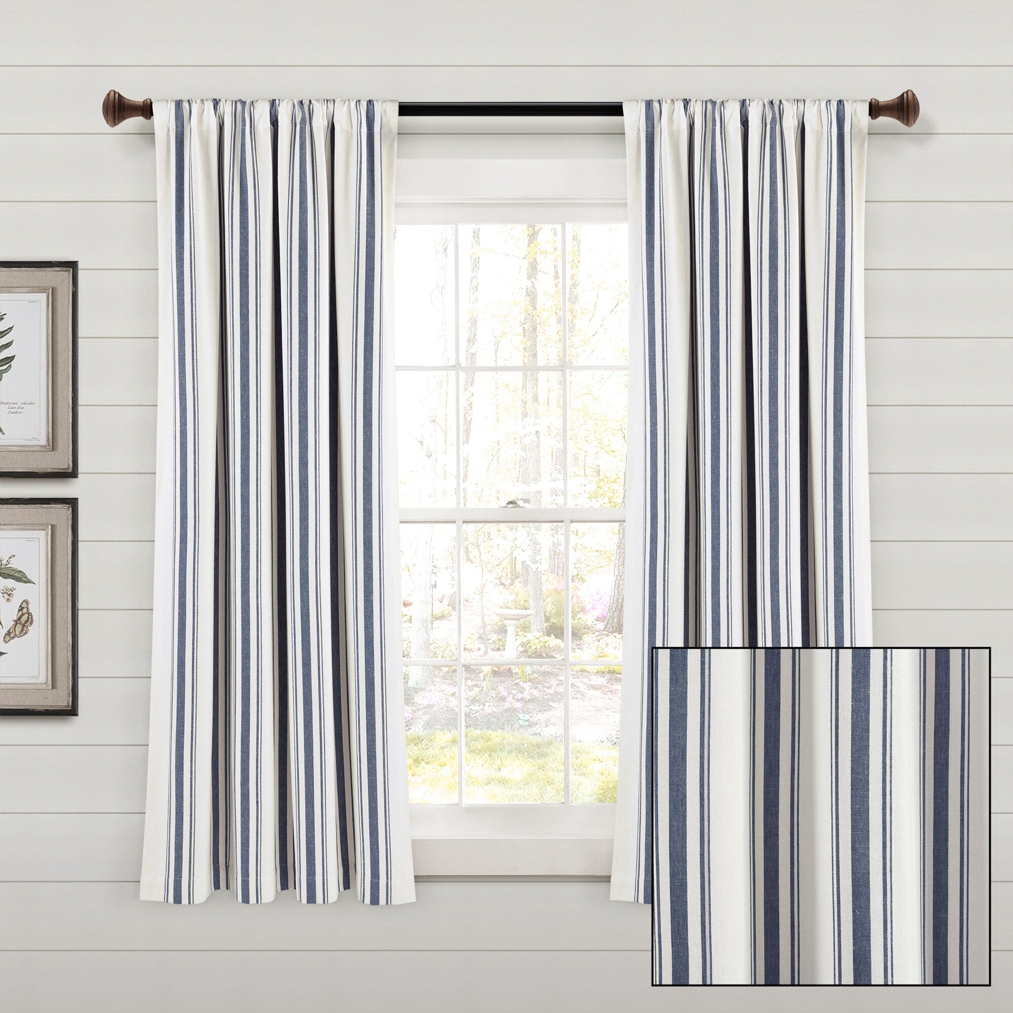 Lush Decor Farmhouse Stripe Yarn Dyed Cotton Window Curtain Panel Pair