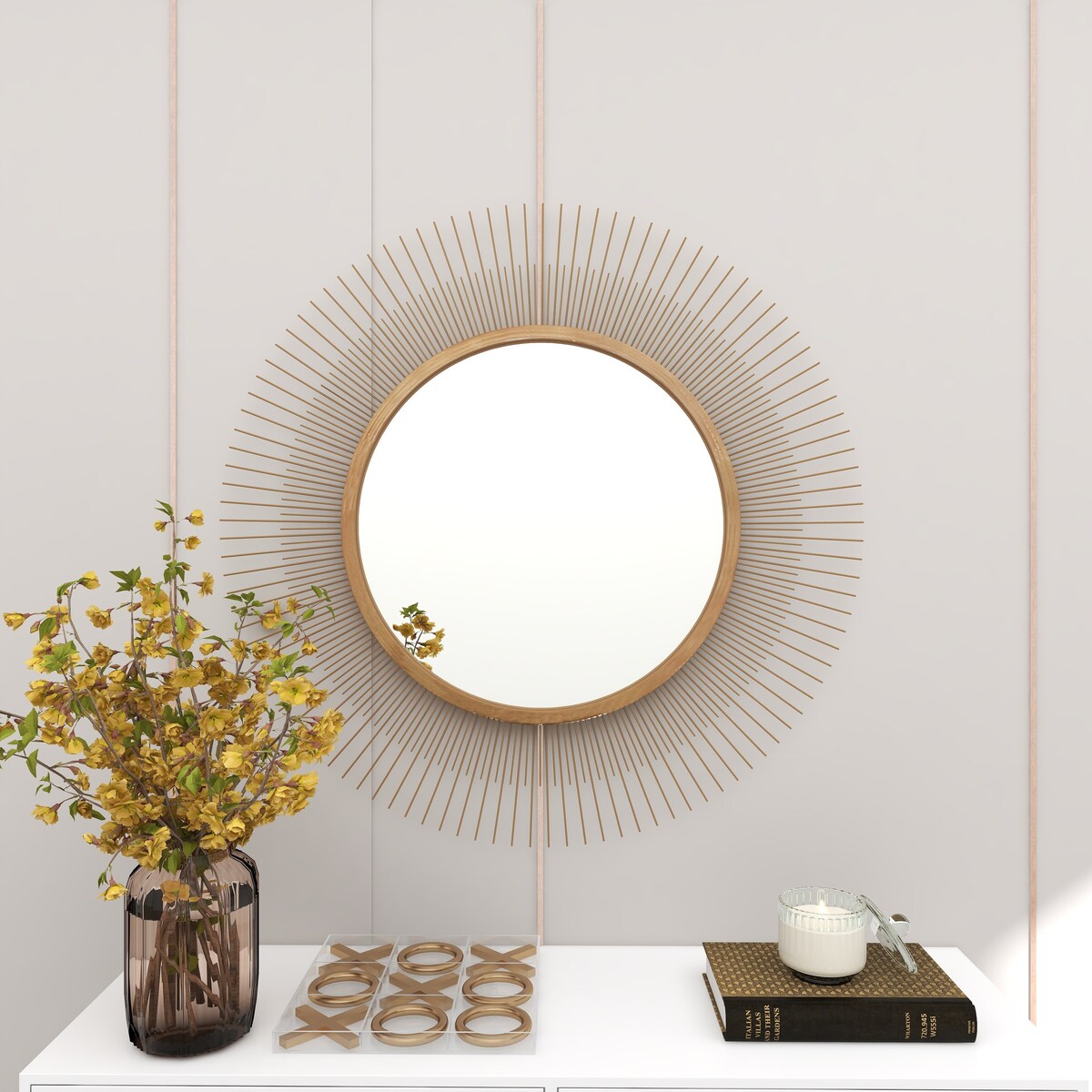 Metal Starburst Room Wall Mirror - Gold - Roche River Decor