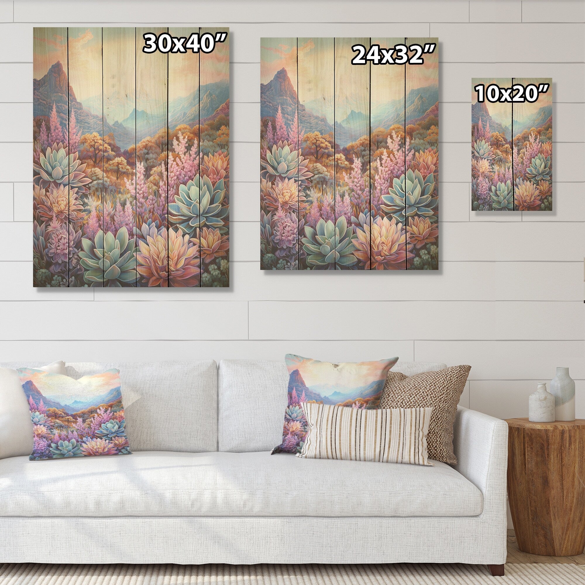 Designart Colorful Succulent Desert Charm I Succulent Wood Wall Decor - Traditional Wood Panel On Natural Pine Wood