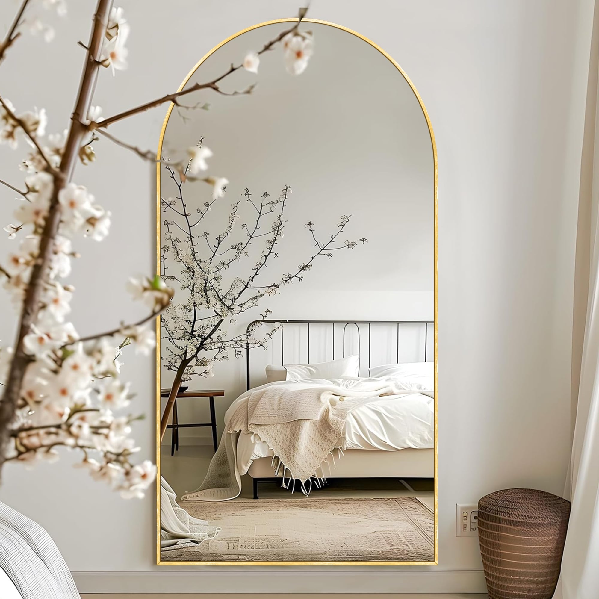 Modern Arched Full Length Aluminum Alloy Floor Mirror Standing Mirror