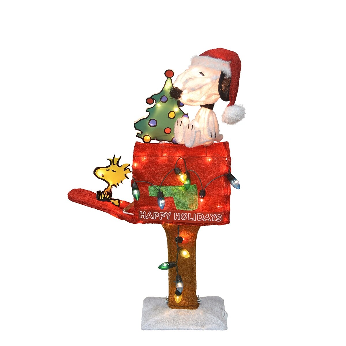 32 Peanuts 3D Pre-lit LED Yard Art Snoopy with Tree on Mailbox