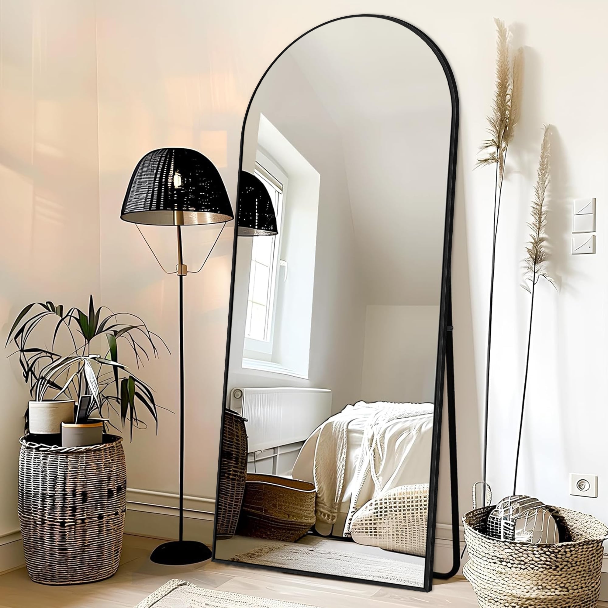 Modern Arched Full Length Aluminum Alloy Floor Mirror Standing Mirror