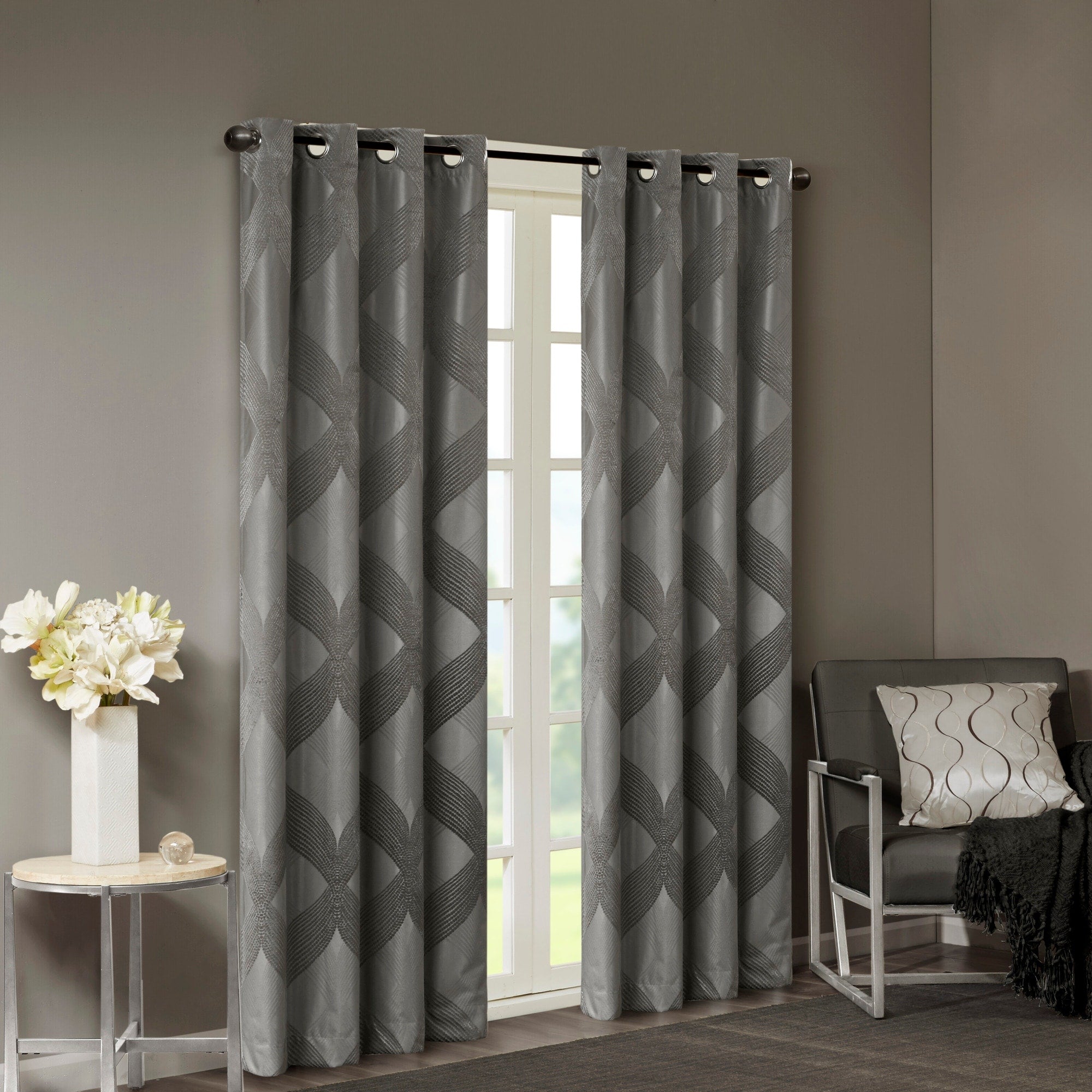 SunSmart Abel Ogee Knitted Jacquard Total Blackout Curtain Panel