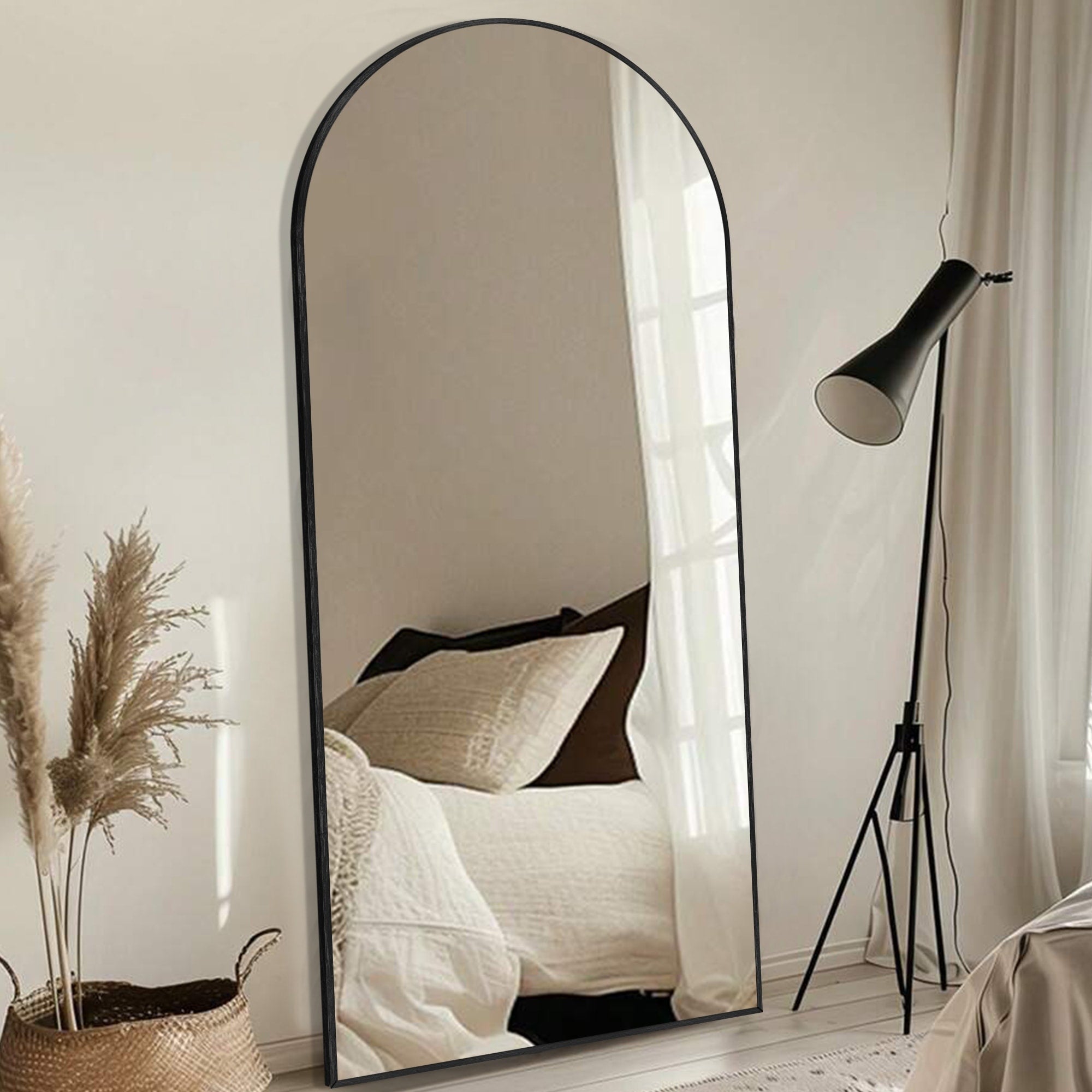 Modern Arched Full Length Aluminum Alloy Floor Mirror Standing Mirror