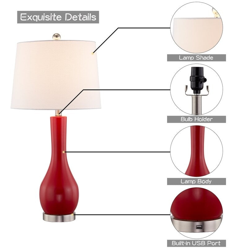 28.5 Ceramic Table Lamp Set with USB (Set of 2)