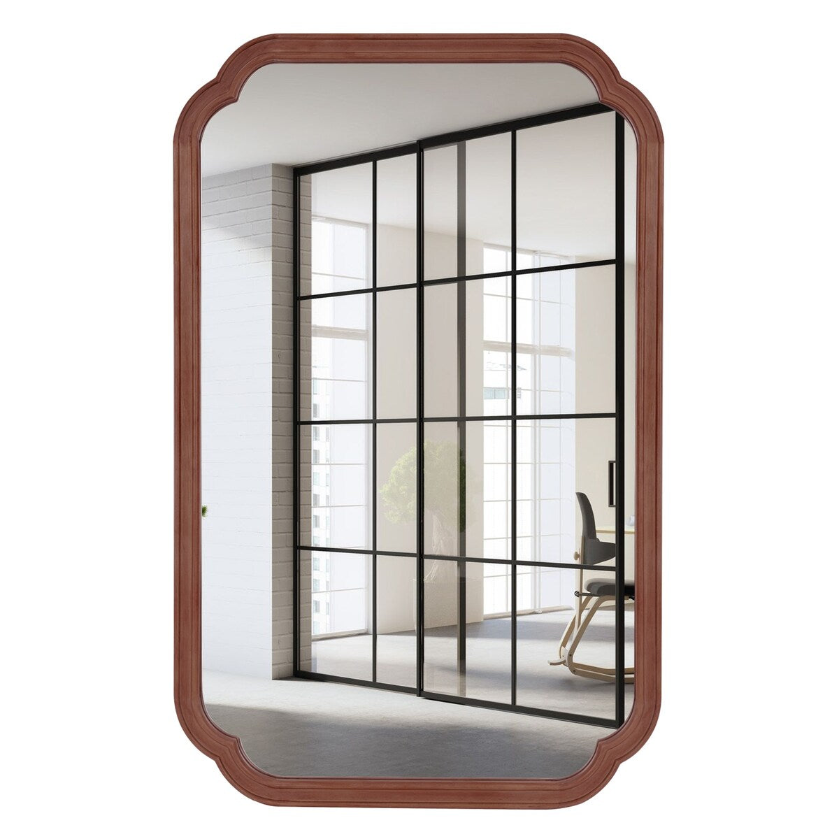 Decorative Scalloped Corner Rectangle Farmhouse Style Wall Mirror