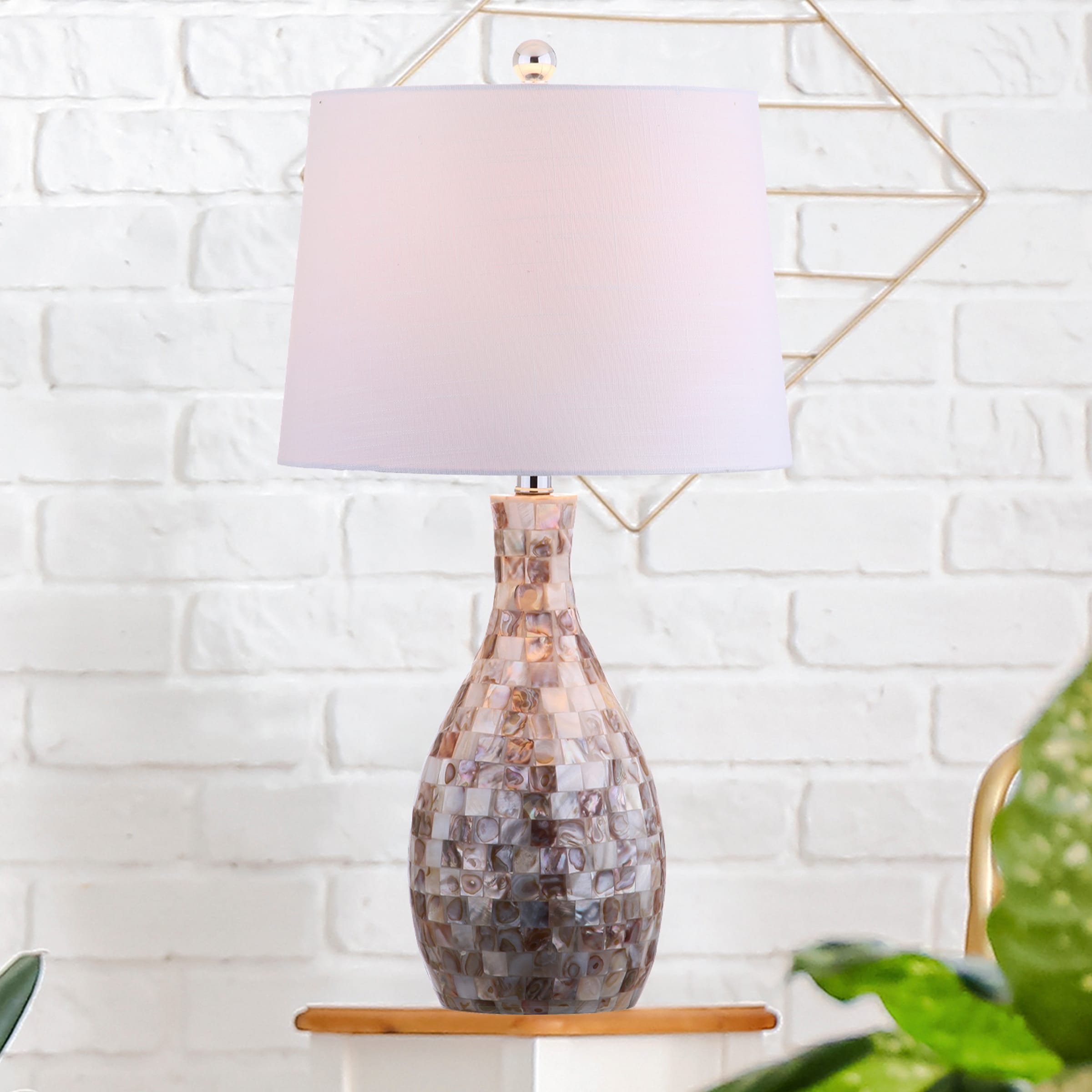 Zuri 26.5 Seashell LED Table Lamp, Ivory/Beige by JONATHAN Y