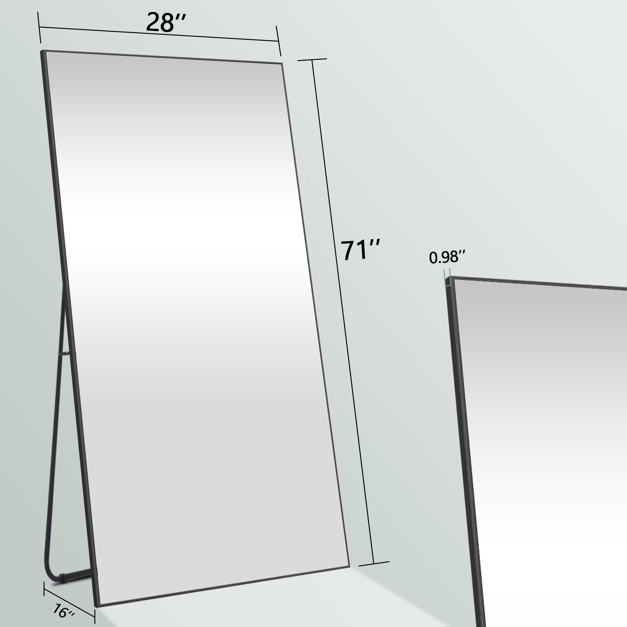 Rectangle Full Length Mirror,Floor Mirror with Stand,Hanging/Leaning