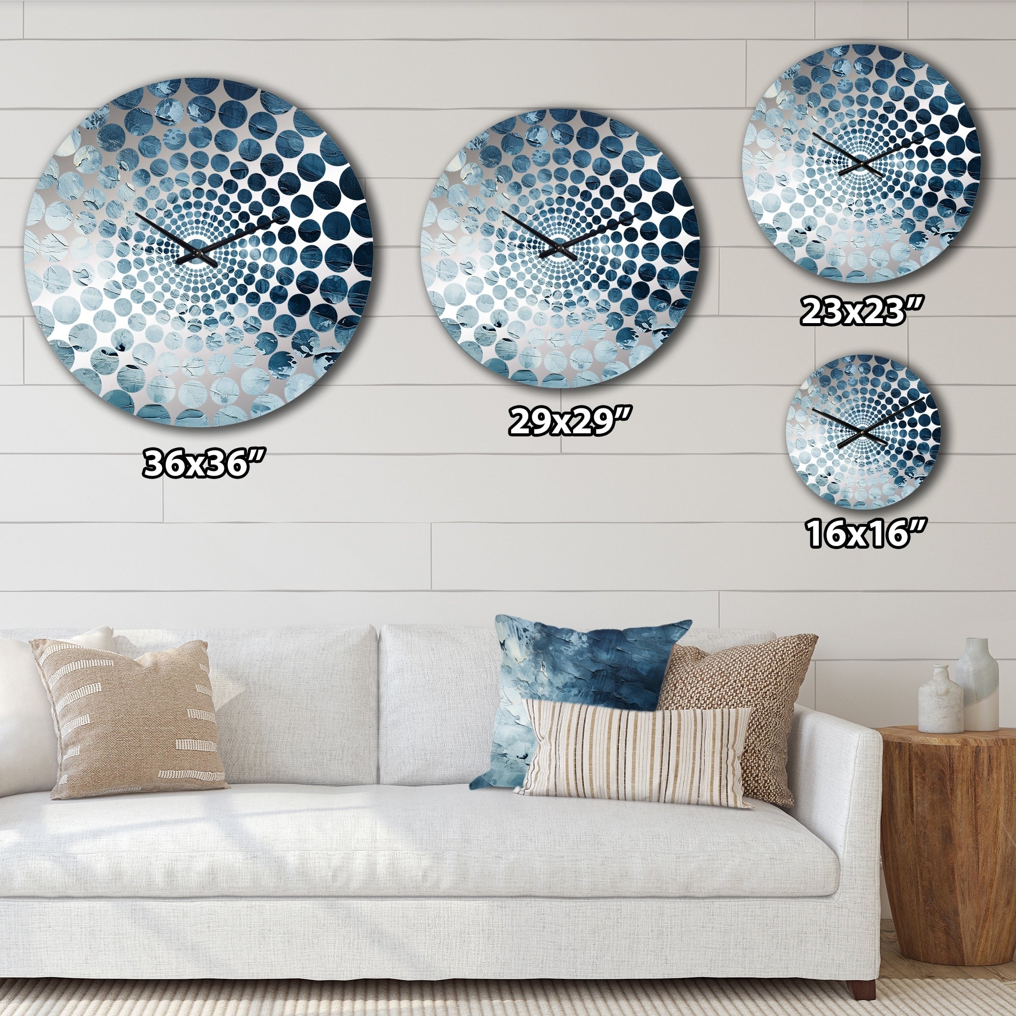 Designart White And Blue Abstract Element Fight II Abstract Shapes Clocks Modern Oversized Wall Clocks For Entryway