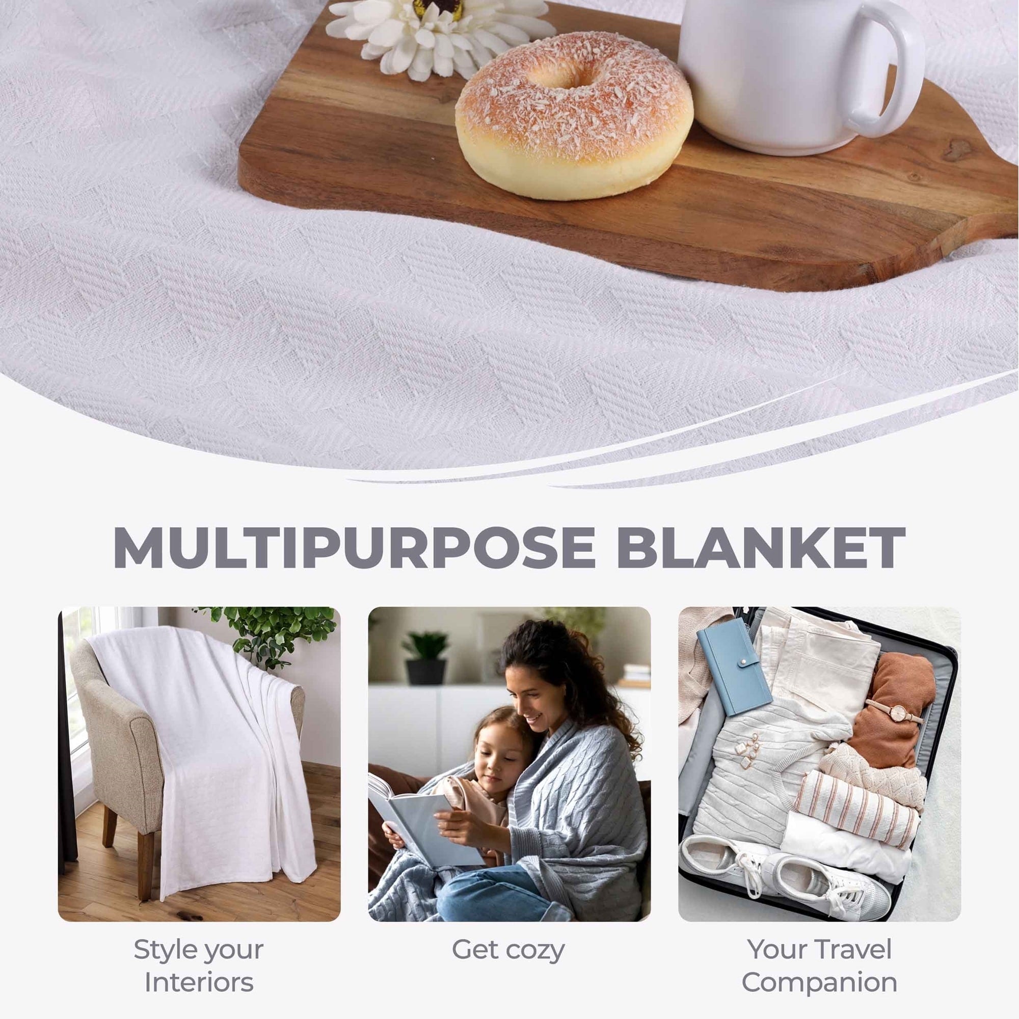 Superior Basketweave All-Season Bedding Cotton Blanket