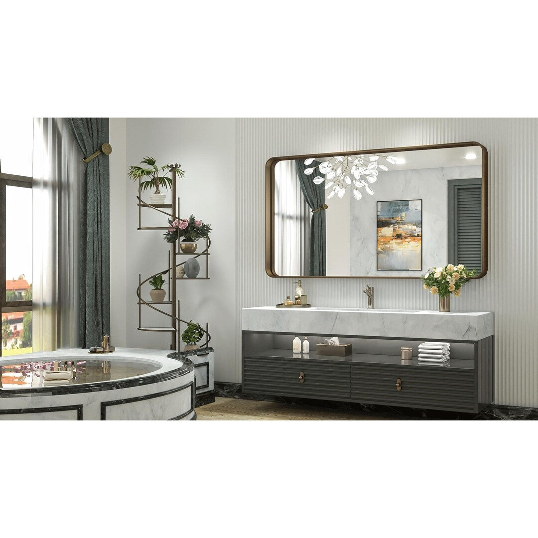 TETOTE Modern Metal Frame Wall Mounted Bathroom Vanity Mirror