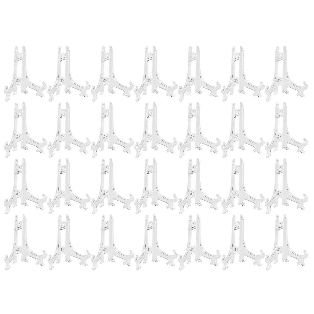 24-Pack Clear Plastic Mini Easel Stand Display Stand Photo Place Card, 3 Tall